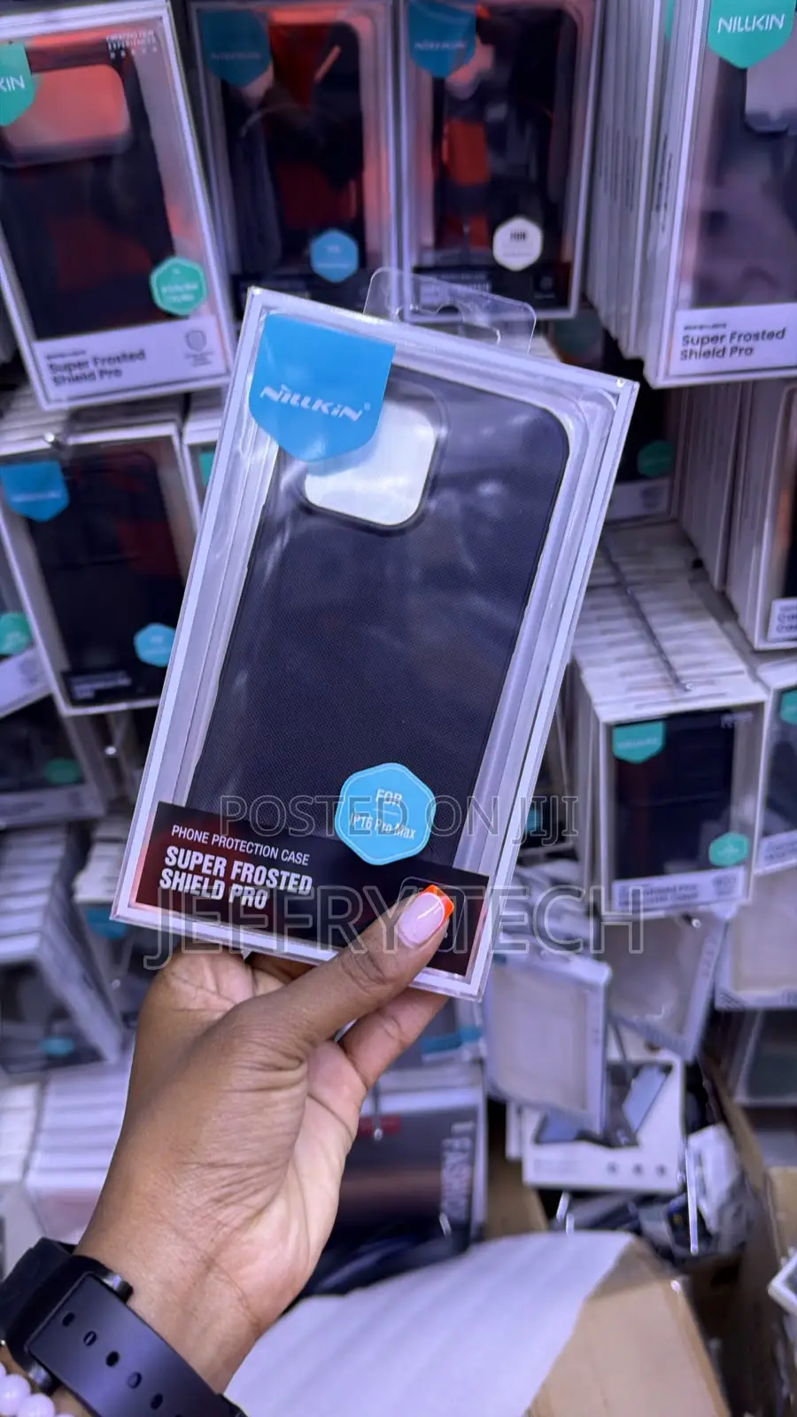 Black Nillkin Super Frosted Pro Case for the Apple iPhone 16 Pro Max