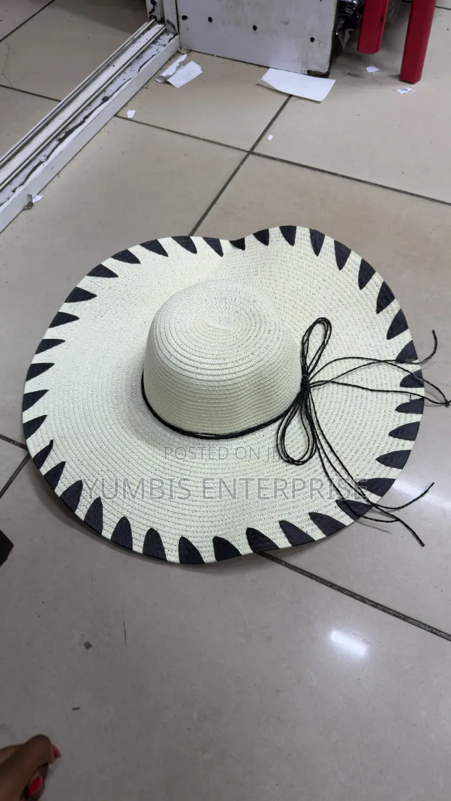 Cream With Black Pattern Summer Beach Womens Hats 