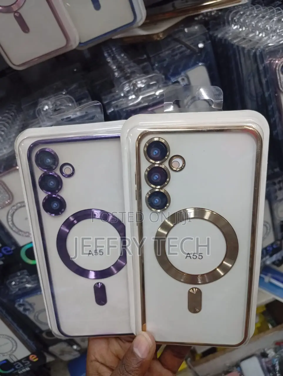 Clear Phone Cases With a Magnetic Ring for the Samsung Galaxy A55