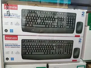 Promate Ergonomic Wireless Multimedia Keyboard With Palm Rest Mouse