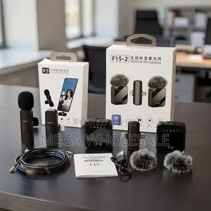 ,F15-2 Wireless Lavalier Microphone 2TX for Phone Vlogs Set.
