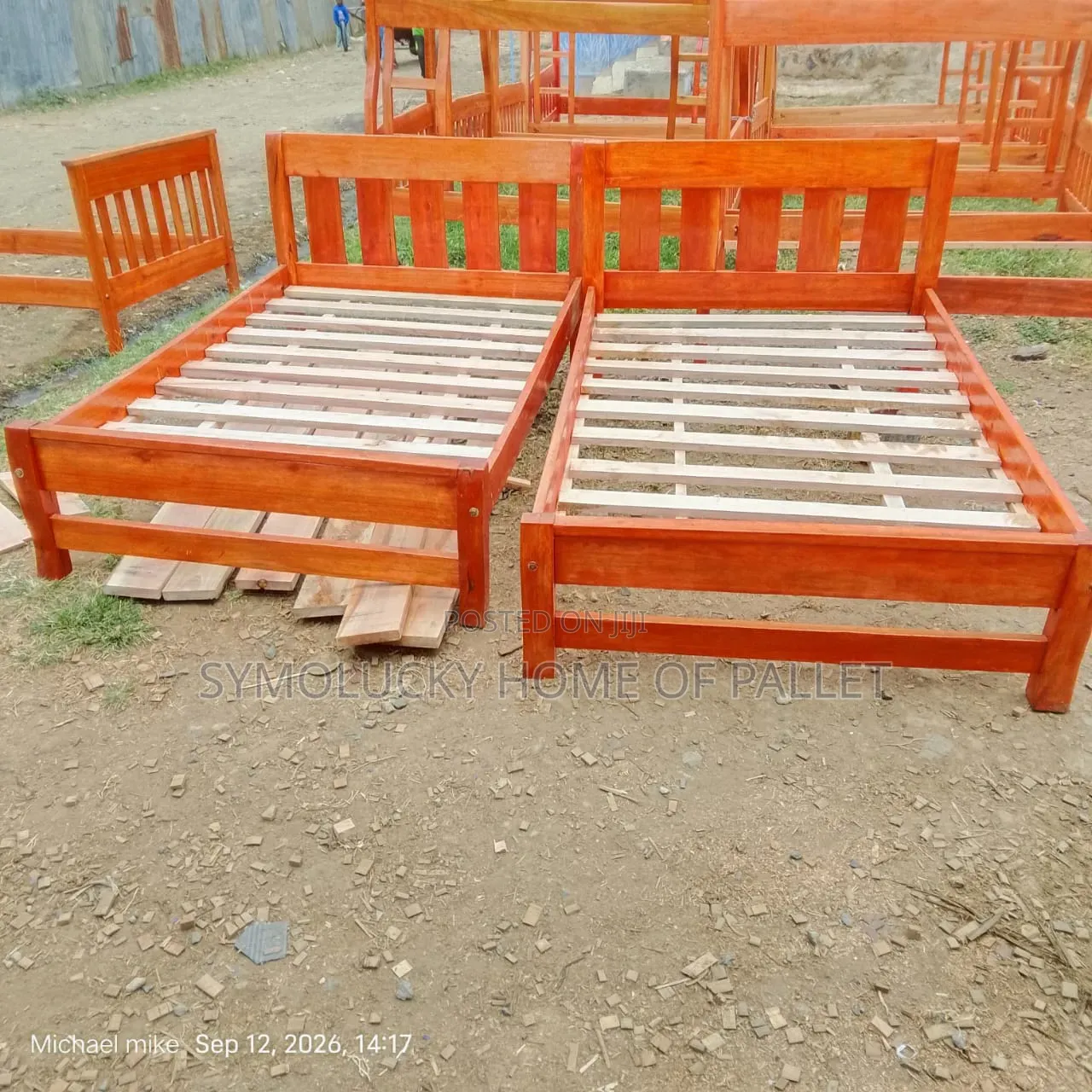 4*6 Hardwood Bed. Megan Modern Brandy Bed