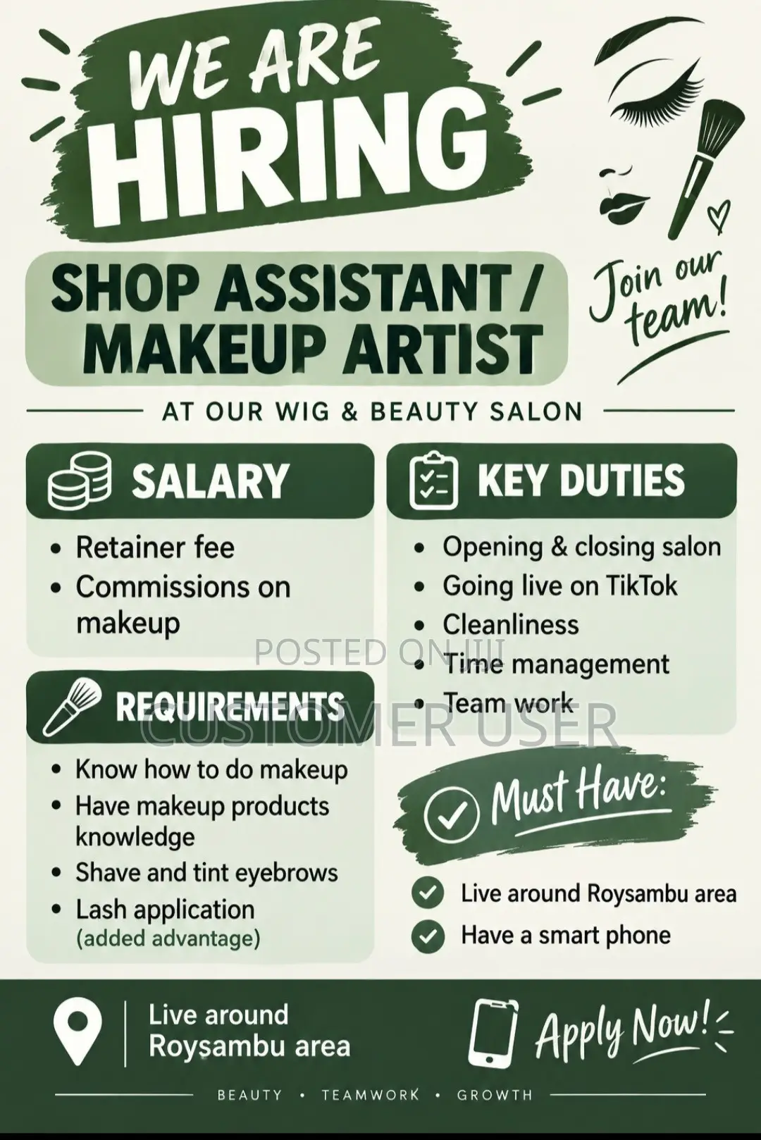 Shop Assistant/ Make Up Artist