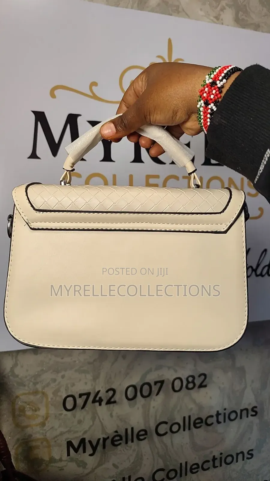 Ladies Sling Bag / Cream Bag With Detachable Strap