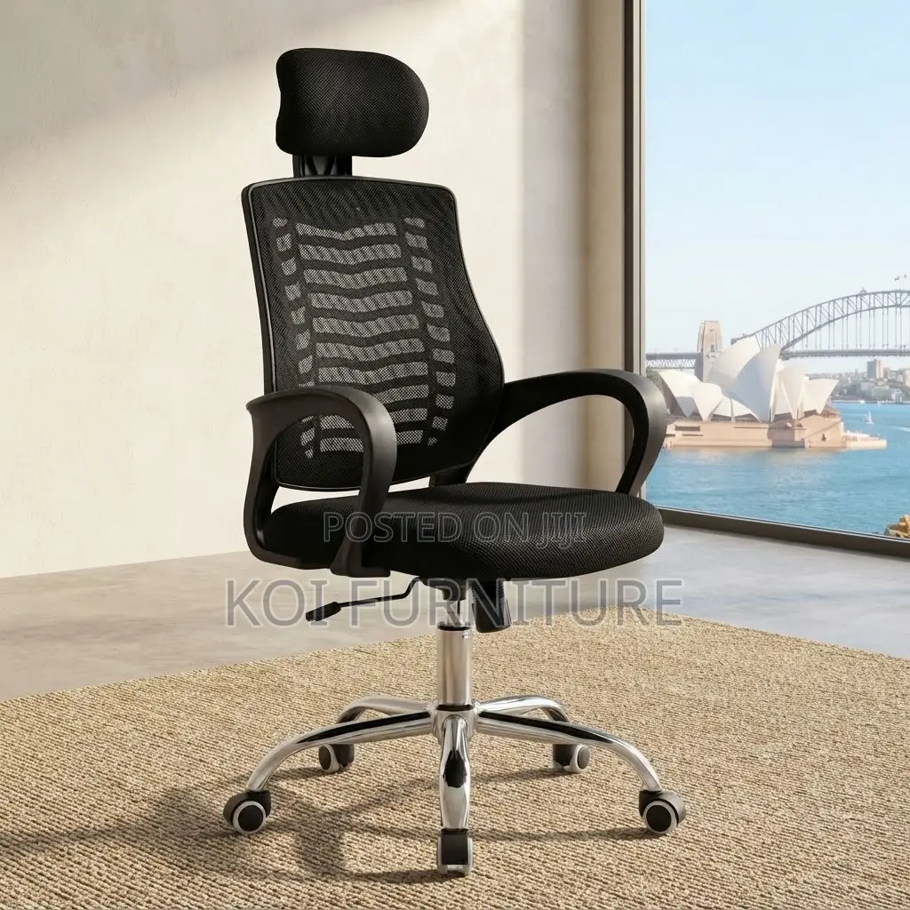 Office Chairs; Fabric Ergonomic Swivel Professional Headrest Chair