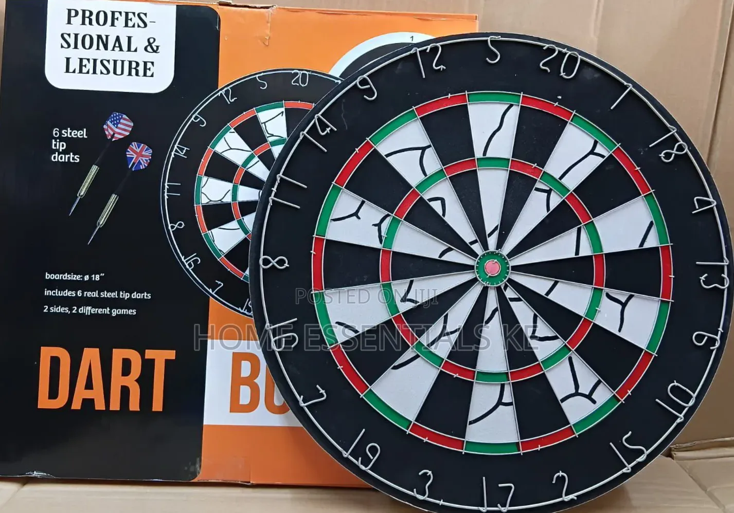 18 Inches Double Sided Flocked Iron Numbers Dart Board