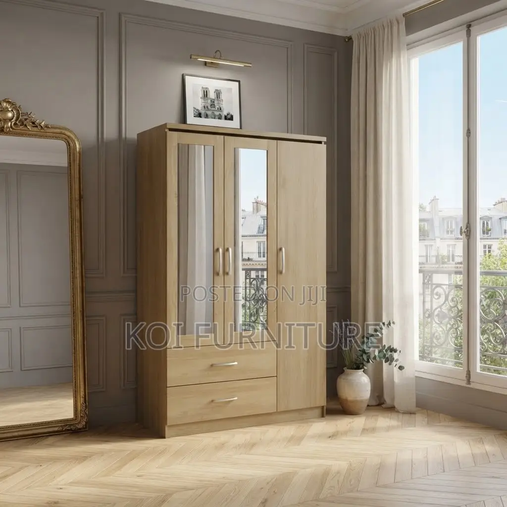 Wooden Home Bedroom Lockable Clothes and Shoes Wardrobe