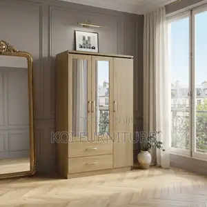 Wooden Home Bedroom Lockable Clothes and Shoes Wardrobe