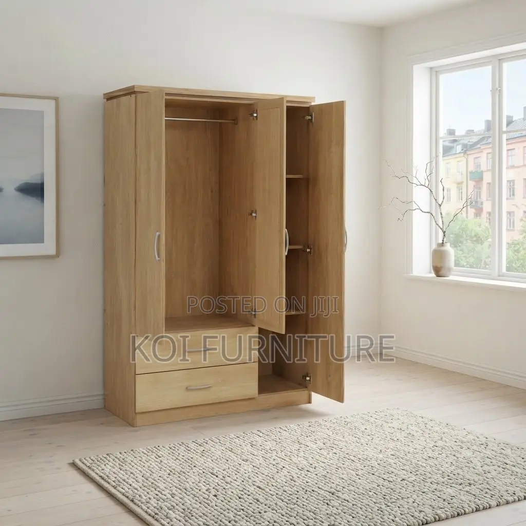 Wooden Home Bedroom Lockable Clothes and Shoes Wardrobe