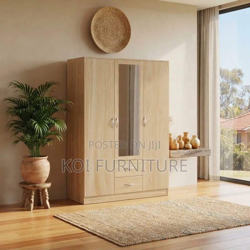 Wooden Home Bedroom Lockable Clothes and Shoes Wardrobe