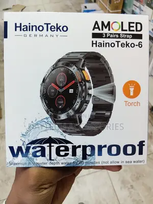 HainoTeko-6 (HainoTeko Germany) AMOLED Smartwatch With 3 Straps.