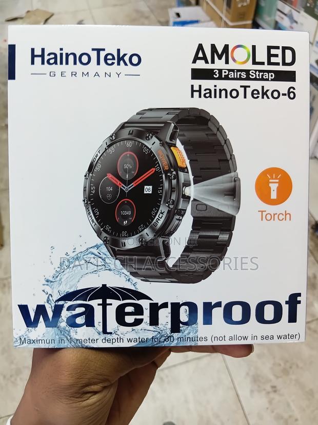 HainoTeko-6 (HainoTeko Germany) AMOLED Smartwatch With 3 Straps.