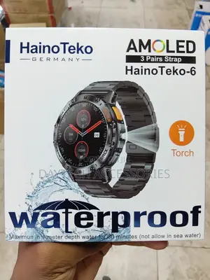 Haino Teko -6 Waterproof Super Slim Smart Watch With 3 Straps - Black
