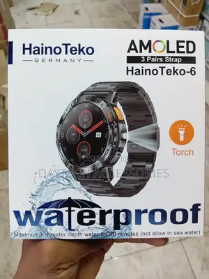 Haino Teko -6 Waterproof Super Slim Smart Watch With 3 Straps - Black