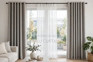 Light Grey Heavy Matte Curtain With Sheer at 1,550