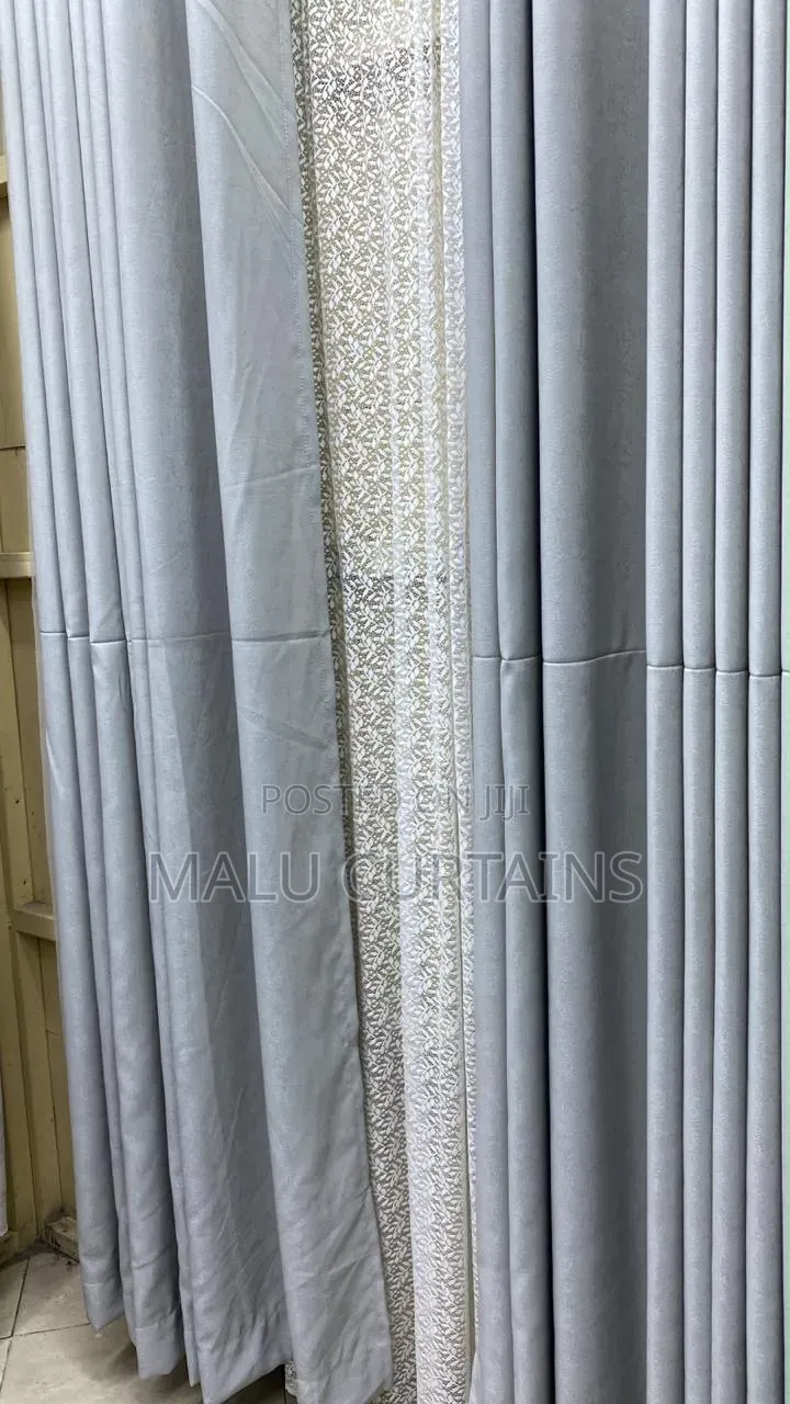 Light Grey Heavy Matte Curtain With Sheer at 1,550