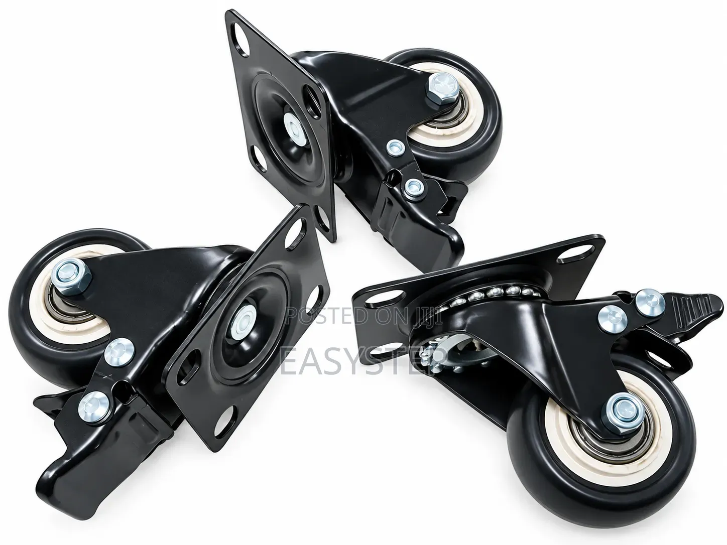 2" Black White Swivel Caster Wheels With Brakes Set-Heavy Duty