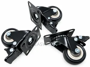 2" Black White Swivel Caster Wheels With Brakes Set-Heavy Duty