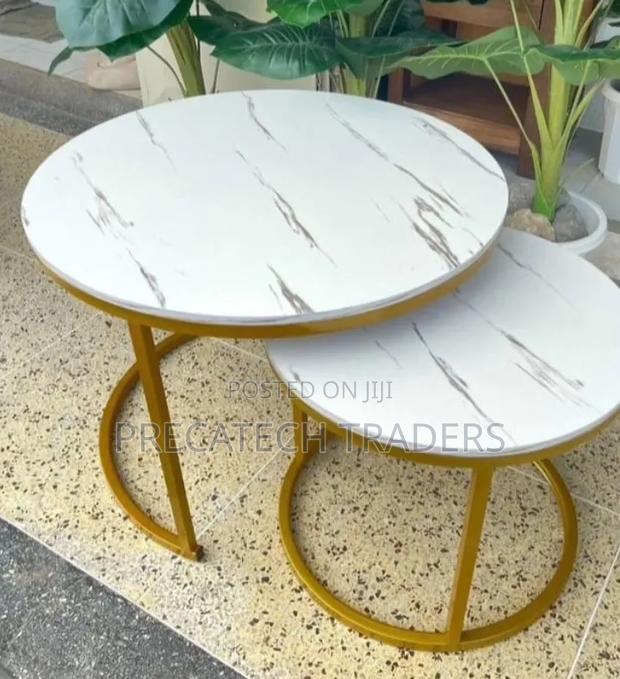 White Marble Effect Nesting Coffee Table - thumbnail 2