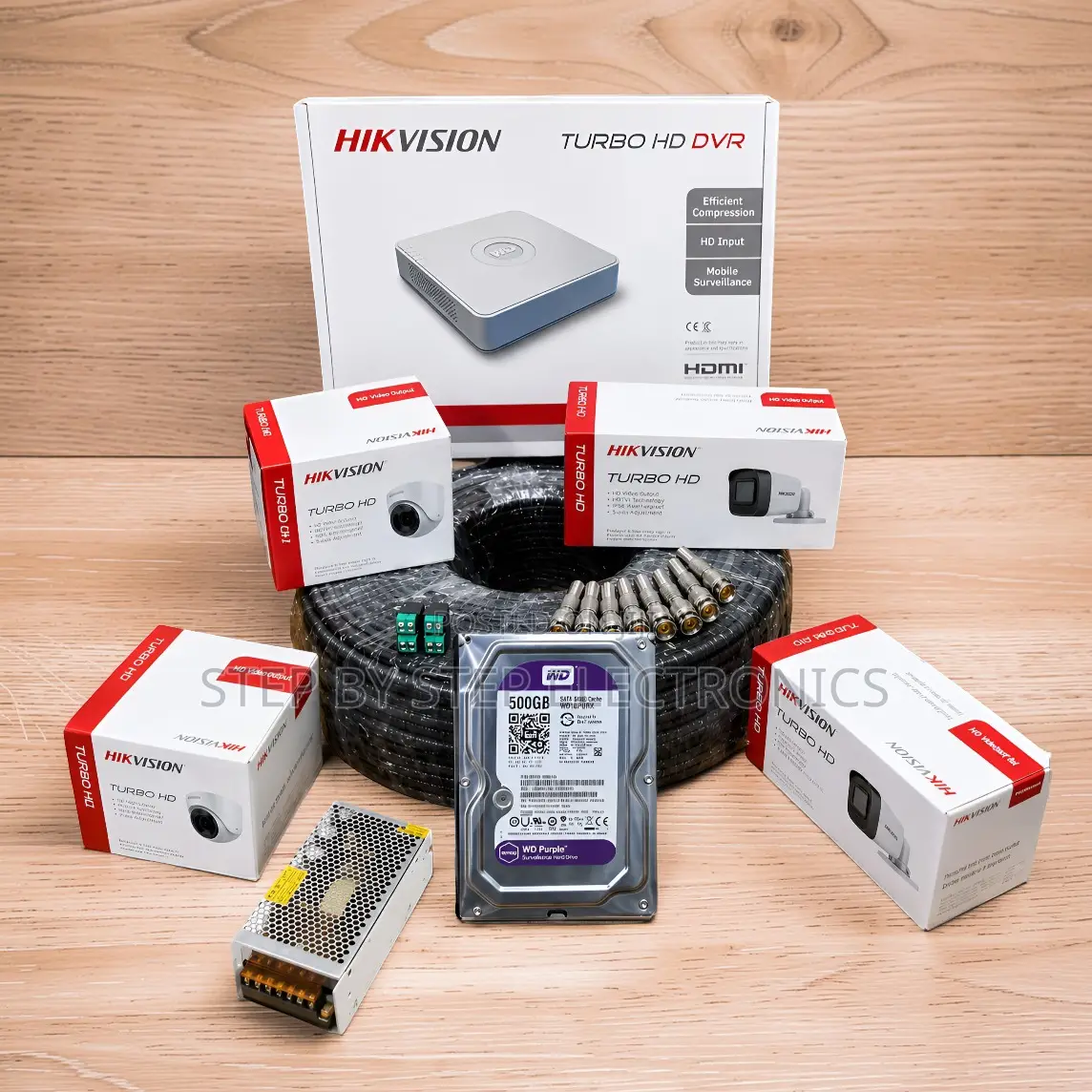 Clear Monitoring 4 Hikvision Full HD CCTV Cameras Complete System Kit