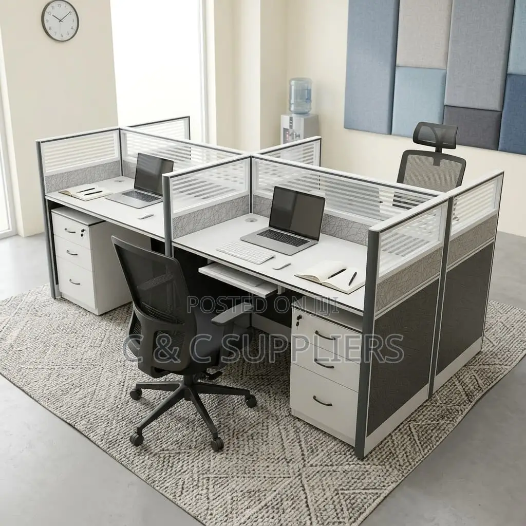 4-Person Modular Workstation Desk.