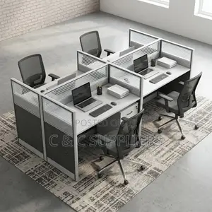 4-Person Modular Workstation Desk.