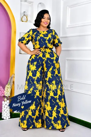 Bold Navy Yellow Latest Two Piece Set.