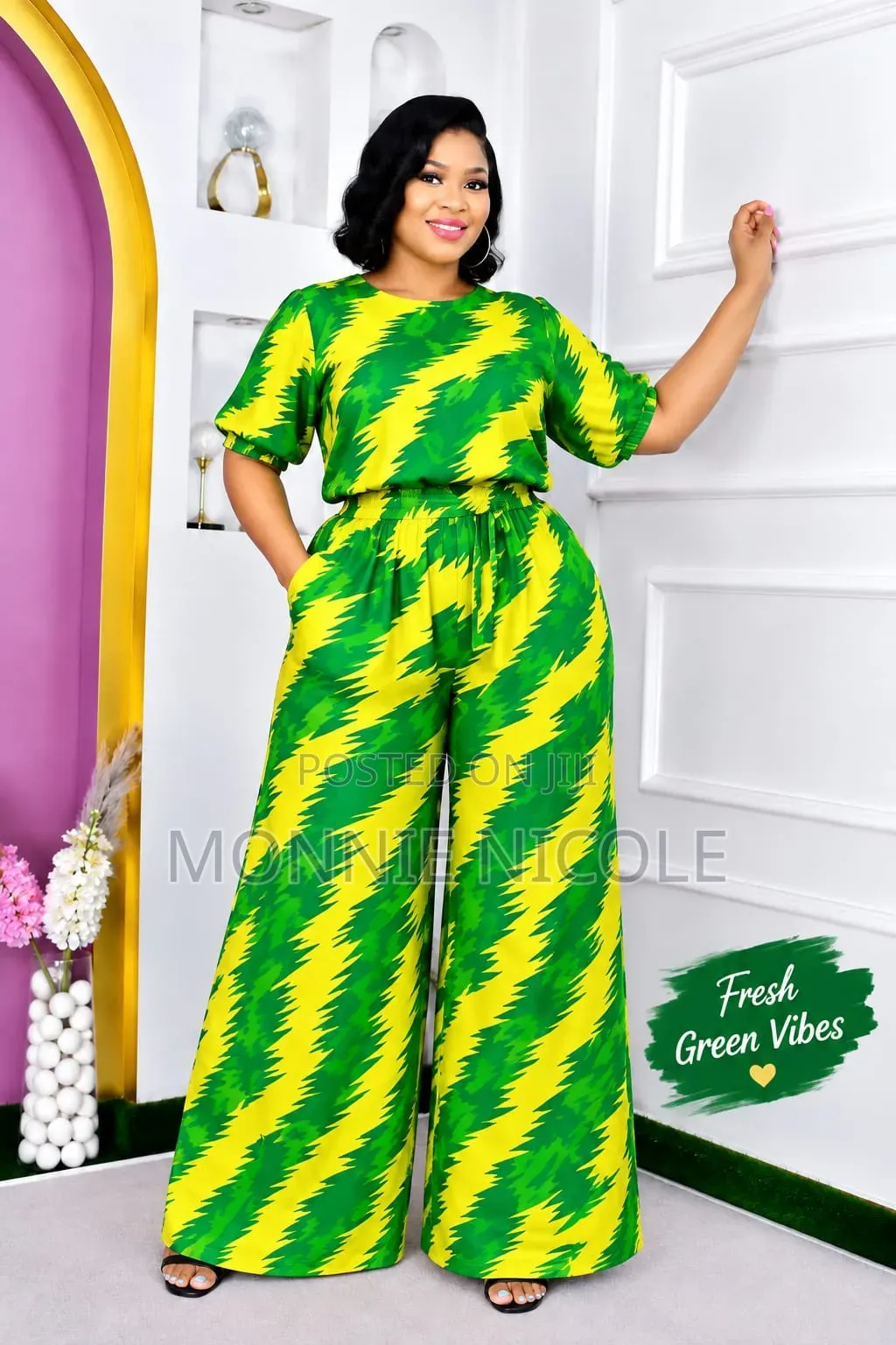 Bold Navy Yellow Latest Two Piece Set.