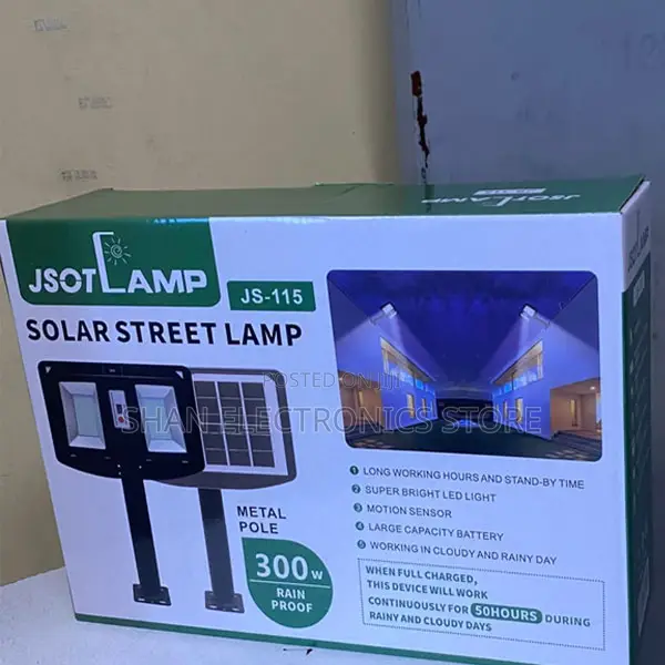 . JSOT 300W Solar Outdoor Lamp – 3 Foldable Heads High-Power Lighting