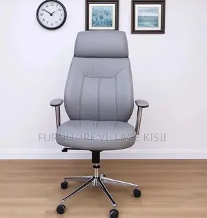 Office Chair; Gray Leather Executive Chair