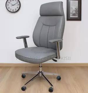Office Chair; Gray Leather Executive Chair