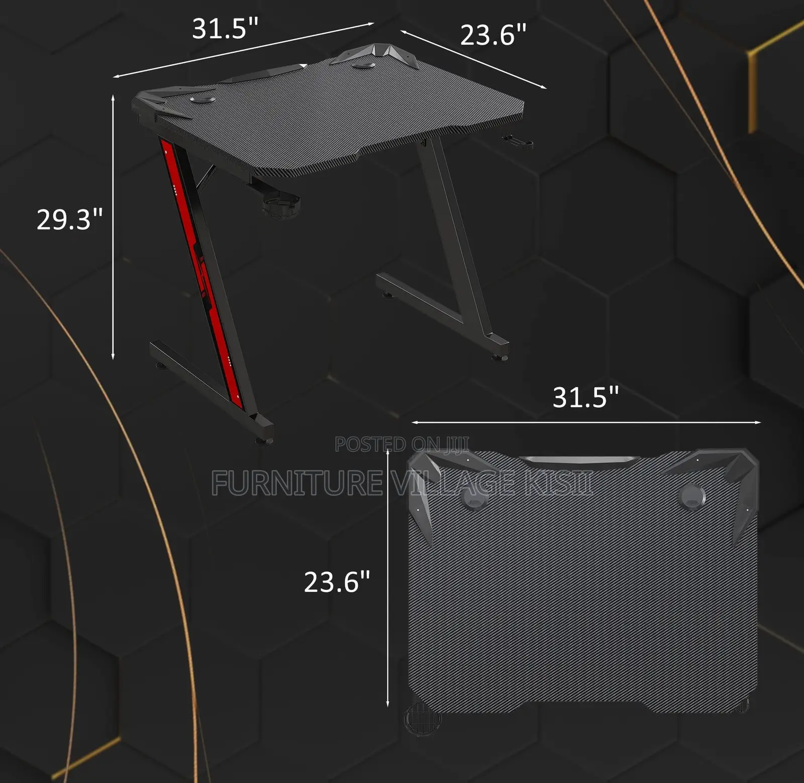 1.2M Black Lightned Gaming Table.