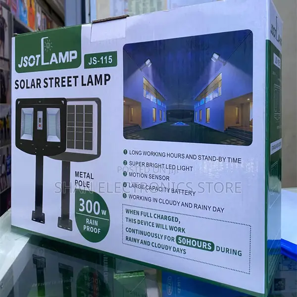 300W JSOT 3-Head Solar Flood Light – Foldable Outdoor Security Lamp
