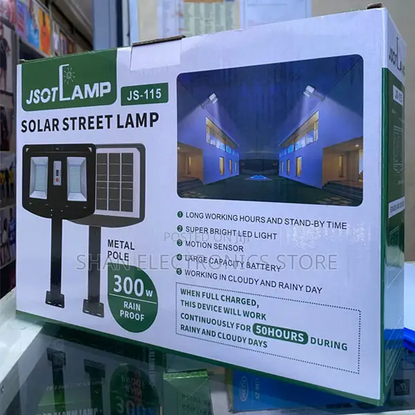 300W JSOT 3-Head Solar Flood Light – Foldable Outdoor Security Lamp