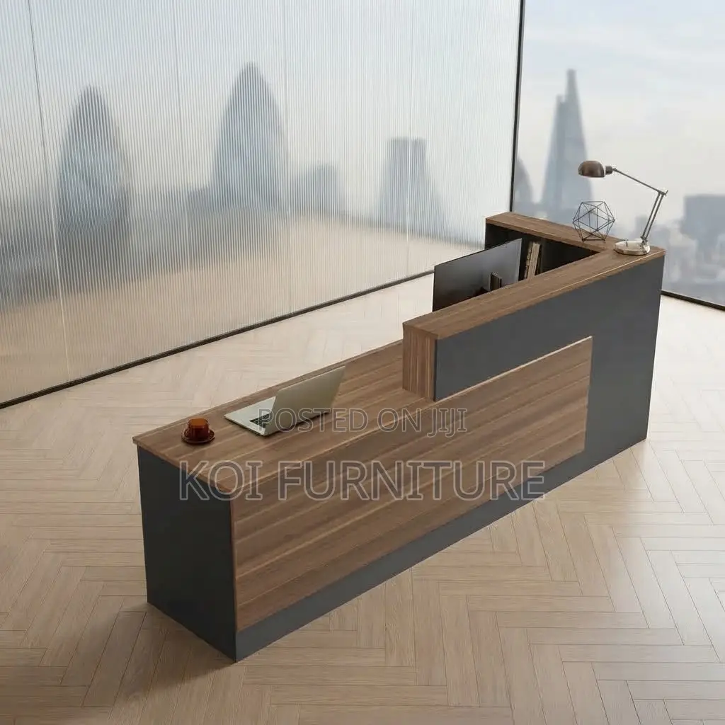 Reception Desk; 1800mm Brown Reception Table With Spacious Drawers