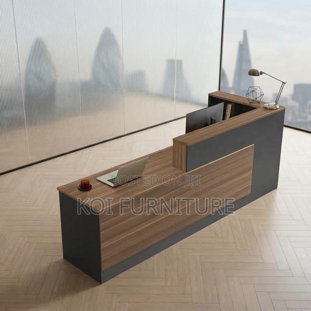 Reception Desk; 1800mm Brown Reception Table With Spacious Drawers
