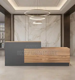Reception Desk; 1800mm Brown Reception Table With Spacious Drawers