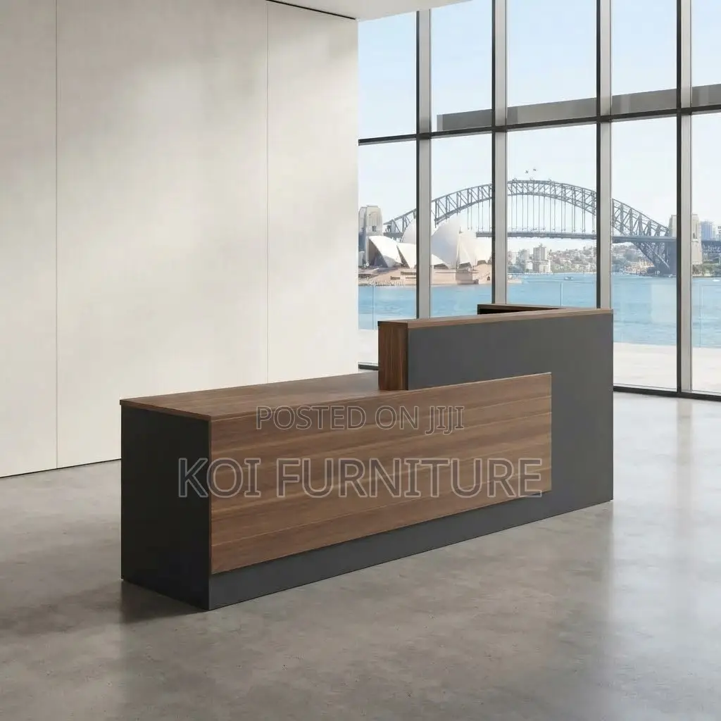 Reception Desk; 1800mm Brown Reception Table With Spacious Drawers