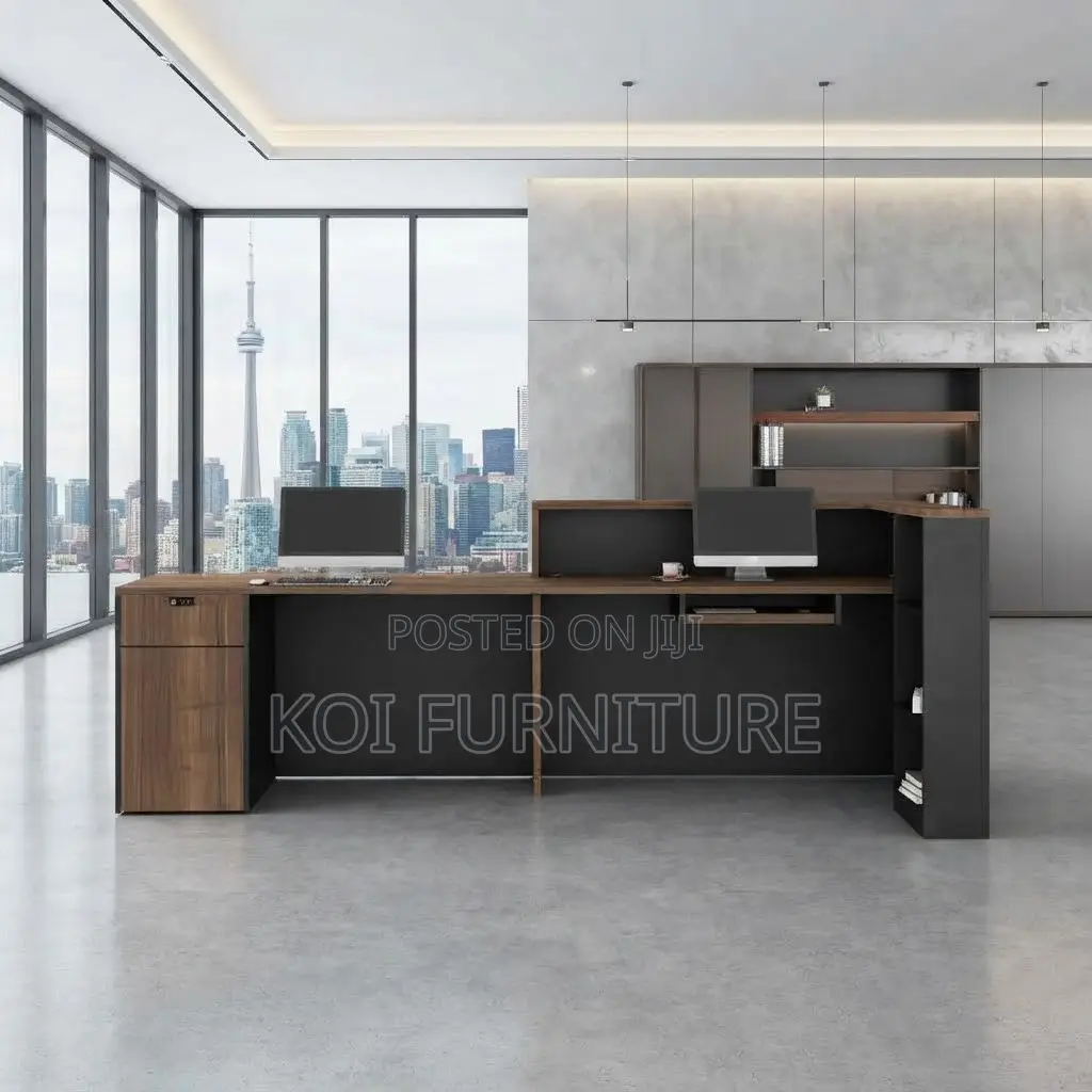 Reception Desk; 1800mm Brown Reception Table With Spacious Drawers