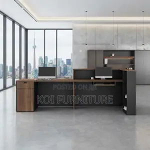 Reception Desk; 1800mm Brown Reception Table With Spacious Drawers