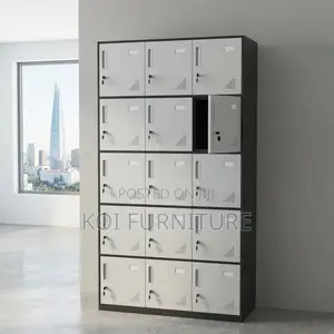 Office Cabinet; Fifteen Lockers Grey Office Files Documnets Cabinet