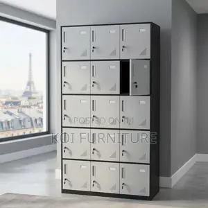 Office Cabinet; Fifteen Lockers Grey Office Files Documnets Cabinet