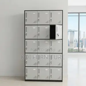 Office Cabinet; Fifteen Lockers Grey Office Files Documnets Cabinet