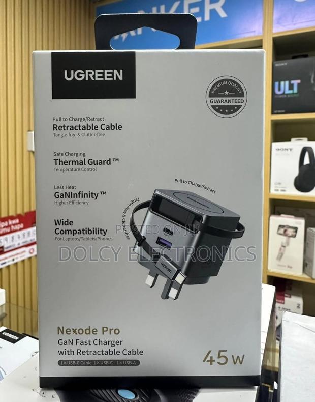 Ugreen Nexode Pro Charger With Retractable Cable 45w - thumbnail 2