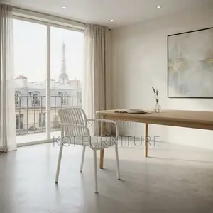Dining Chairs; White Mid Backrest Home Dining Chairs With Armrests