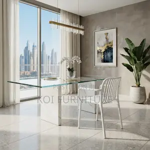 Dining Chairs; White Mid Backrest Home Dining Chairs With Armrests