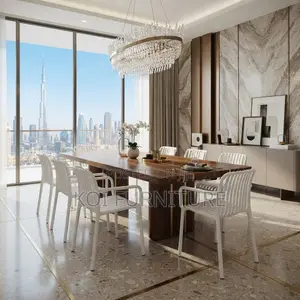 Dining Chairs; White Mid Backrest Home Dining Chairs With Armrests