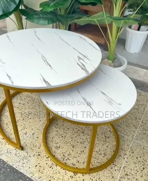 Modern MDF Marble Coffee Table – White