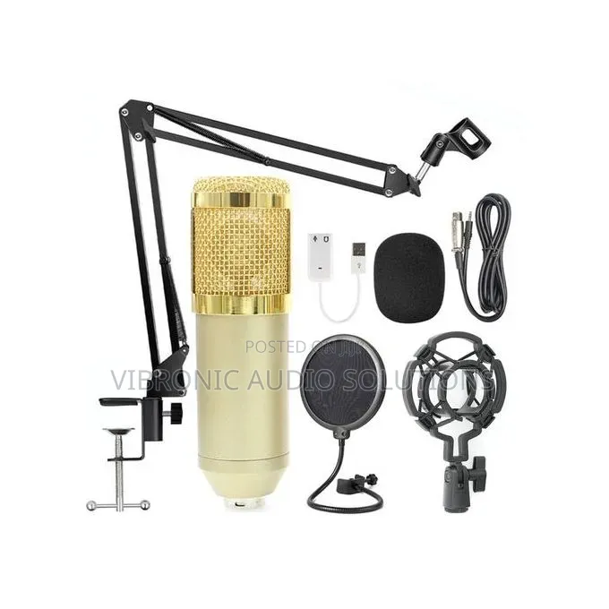 Studio Microphone Kit With Sound Card and Condenser Stand