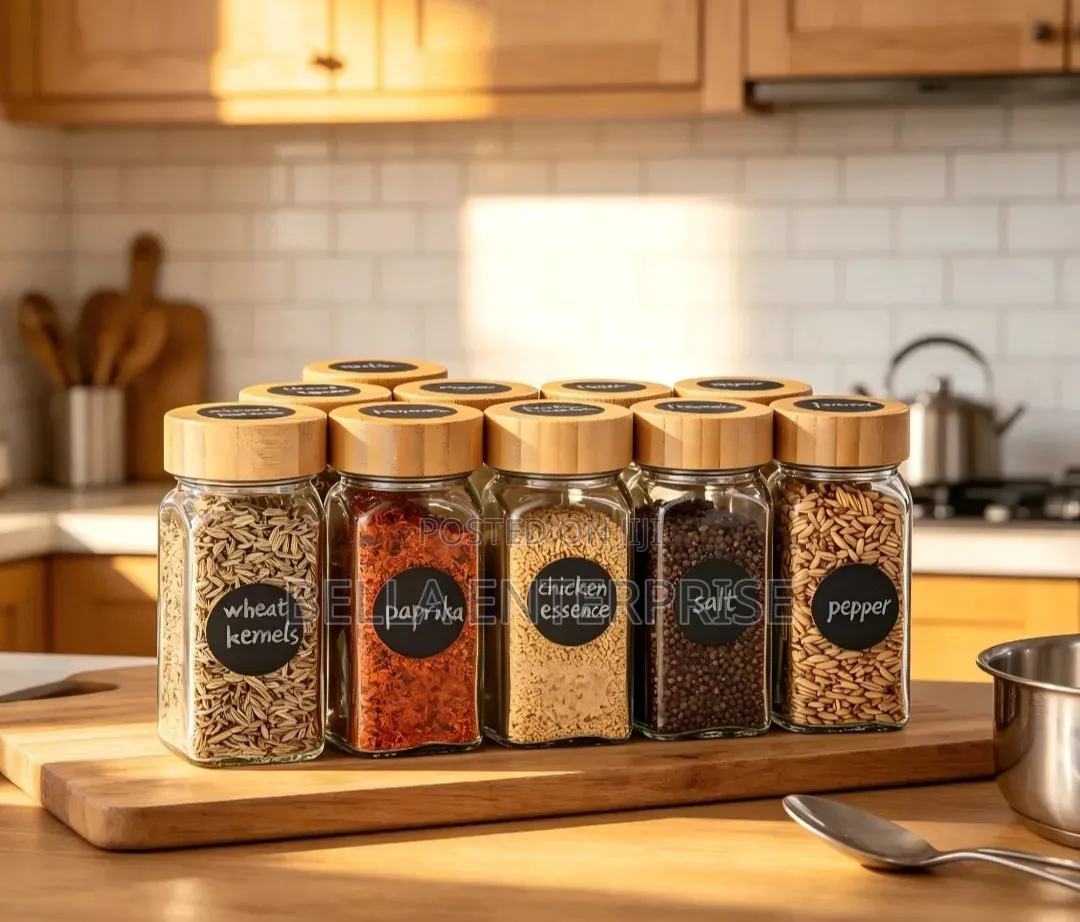 Spice Jar Set Package Includes,120 Ml Glass Jars With Bamboo Lid